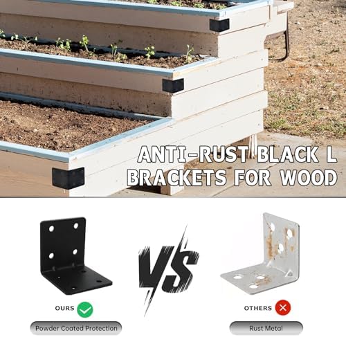 8 Pack L Brackets for Wood Matte Black Strong Corner Brace, Ribbed Corner Brackets for Wood Projects Furniture Fix and R