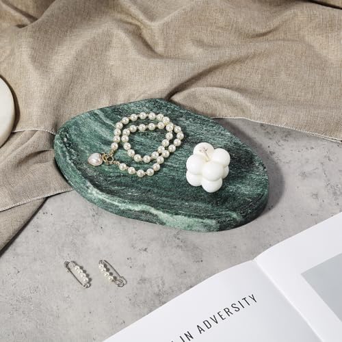 Koville Green Marble Cloud Shape Vanity Tray, Serving Stone Key Tray for Home Decor, 10" x 7" Luxurious Natural Marble S