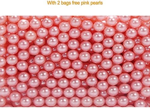 Clear Acrylic Covered Makeup Brush Holder with Dustproof Lid, 3 Drawers, Pearls Beads for Cosmetics Brushes Storage (Pin