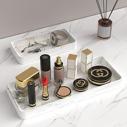 Gurygo 12" Ceramic Bathroom Vanity Tray for Kitchen Counter - Kitchen Soap Trays - Rectangular Vanity Tray for Bathroom 