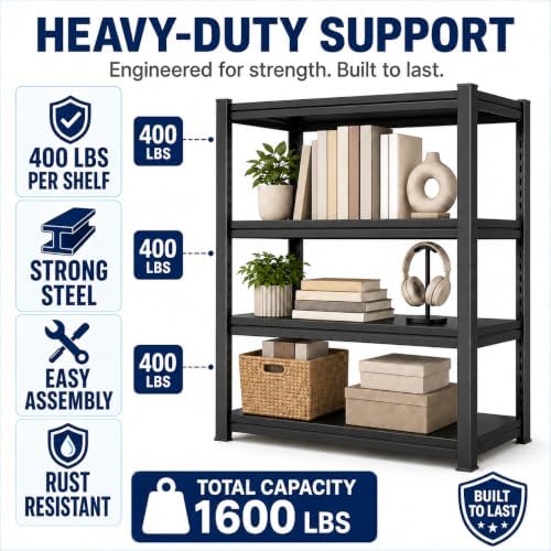 Metal Bookshelf Adjustable Bolt-Free Bookcase Heavy Duty Book Shelf 2000LBS
