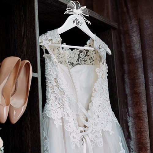 Yuntau Bride Hanger for Wedding Dress Wooden Mrs Hanger,White,Mrs