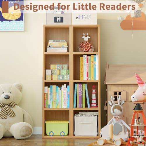 4-Tier Tall Narrow Bookshelf,Slim Bookcase with Open Cubes