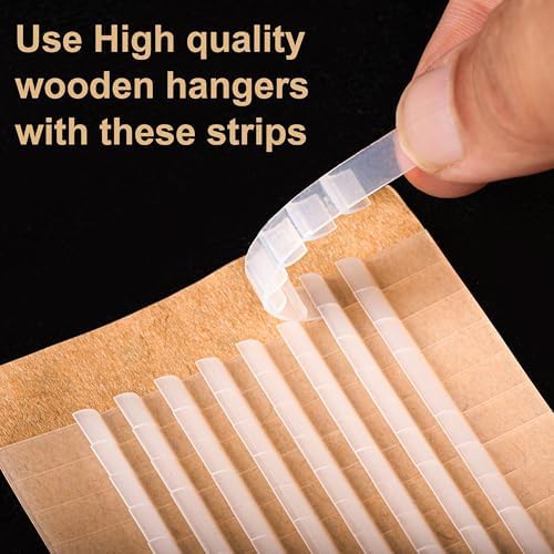 Clear Non-Slip Adhesive Strips for Wooden Hangers 200 Pcs - Anti-Skid Grip for All Hanger Types - 2.8x0.2 Inch, Ideal for Thicker Hangers - Easy-to-Apply Rubber Grippers (200)