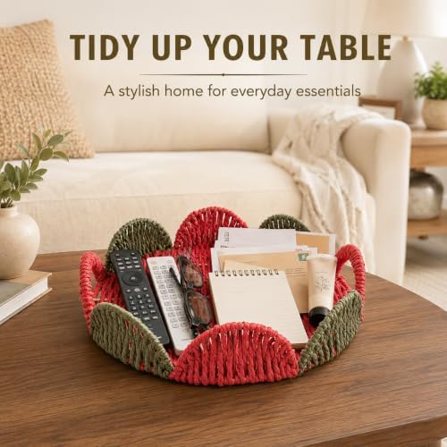 Round Boho Decor Storage Basket,Handmade Paper Rope Basket,Kit