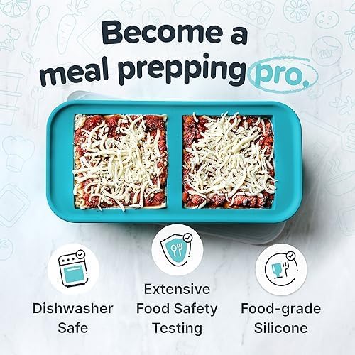 Souper Cubes 2 Cup Silicone Molds for Food, Aqua, 2-Pack | 100% Platinum-Cured Silicone Freezer Molds, Oven and Microwave Safe, Perfect for Freezing Lasagna, Casseroles and More