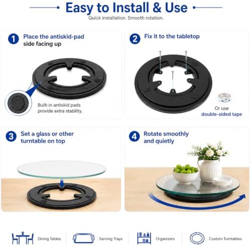 Lazy Susan 6 Inch Plastic Rotating Turntable Bearing Swivel with Steel Ball Bearings, Silent Turntale Hardware, ABS+PC M