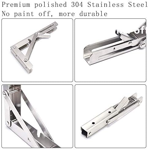 12 Inch Folding Shelf Brackets, 2 Pack Stainless Steel Heavy Duty L Bracket