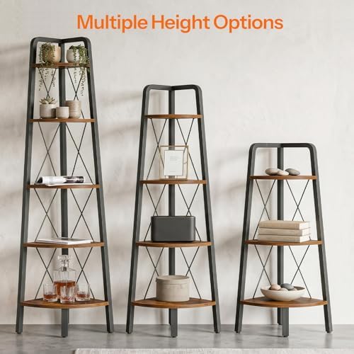 HOOBRO Corner Shelf, 4-Tier Corner Shelf Stand, 53.5" Tall Ladder Bookshelf, Industrial Corner Display Shelf Plant Stand