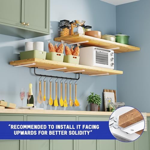Goovilla Shelf Bracket, Floating Shelf Brackets 12 inch Long, 6 Pack, White