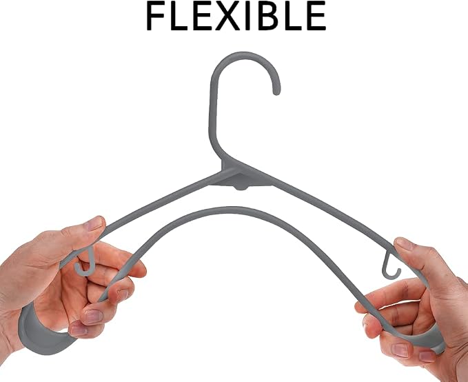 Sharpty Plastic Hangers Clothes Hangers for Clothing, Closet, Coats & Shirts - Durable, Thick, Tough & Space Saving - for Everyday Standard Use, Room Essentials & Basics - 20 Pack - Grey