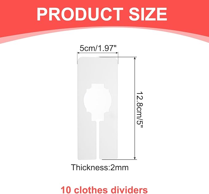 uxcell 10 Pcs Clothes Dividers,Rectangle Closet Rack Dividers Clothing Rack Size Dividers Blank Labels Writable & Reusable for Hanging Clothes Sorting Size, White