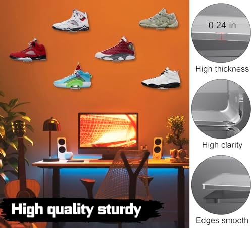 Forzacx Floating Shoe Display Set of 5, Sturdy Levitating Acrylic Shelf , Easy to Install Sneaker Shelves Storage, for B