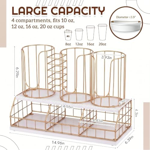 Geelin 18oz Adjustable Coffee Cup Dispenser with Wooden Base