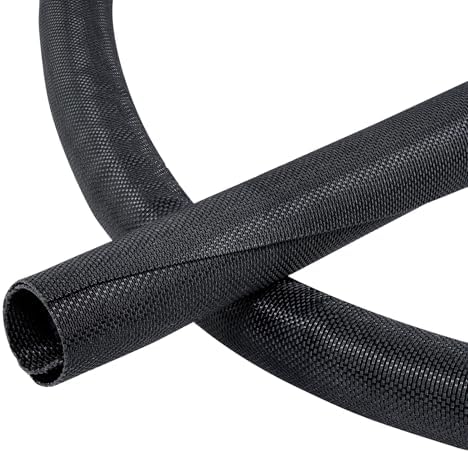 Black Split Braided Cable Management Sleeves 3/4inch -20Feet