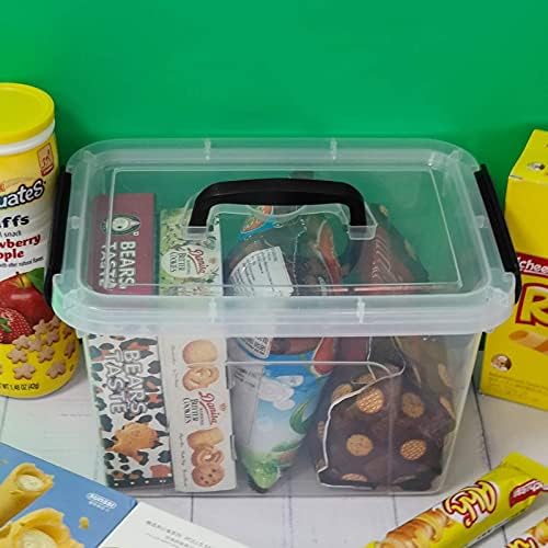 5 Quart Storage Box Tote with Lid, 6 Packs Small Plastic Bins with Handles