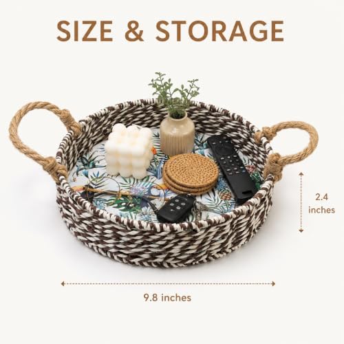 Round Boho Decor Storage Basket With Handle,Handmade Bin,Kit