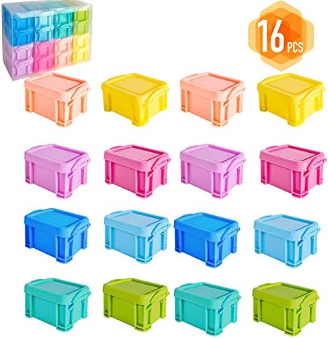 PTSGCAI Cute Small Stackable Mini Storage Box with Lid, 8 Kinds of Macaron Color Plastic Organizer Container for Jewelry