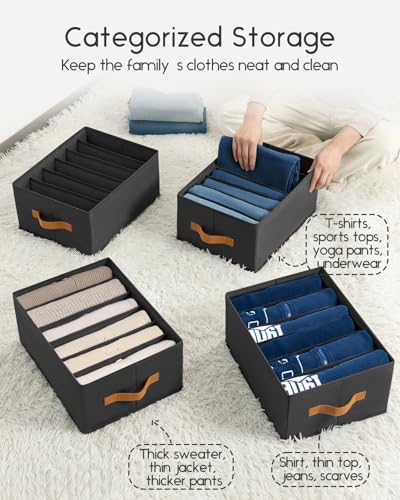 Homsorout Closet Organizers and Storage - Fabric Clothes Organizer with Handles, Foldable Jeans Organizer for Clothes, D