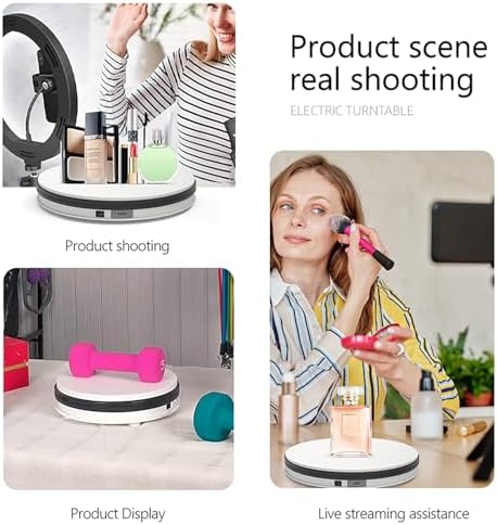 YVV White 13.8in Motorized Rotating Display Stand, 360° Electric Turntable for Photography, Product Display, Jewelry, Mo