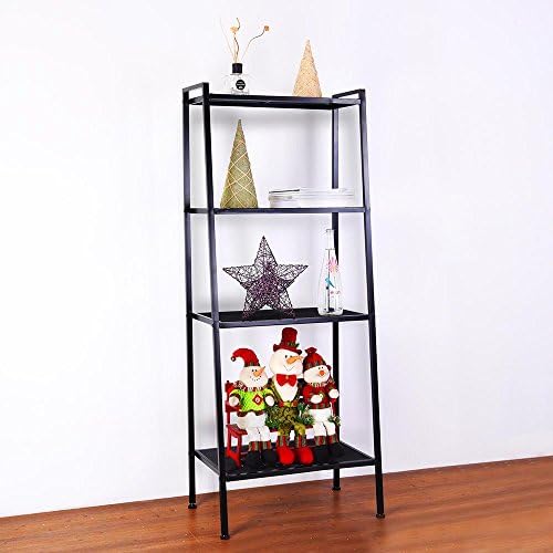 Azadx Ladder Shelf Bookcase, 4-Tier Multipurpose Iron Widen Ladder Bookshelf Plant Storage Organizer Rack, Shelf Display