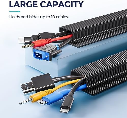 Delamu 2 Pack Safe & Tidy Cable Management Solution - Protect Kids & Pets with Home & Office Cable Management Under Desk