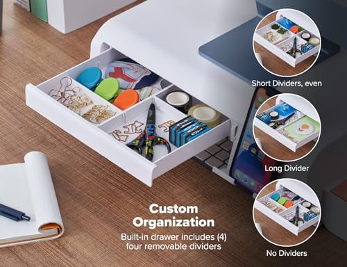 Bostitch Konnect Adjustable Monitor Riser with Drawer, Cell Phone Stand & Pencil Holder, Laptop Stand for Desk, 4 Height