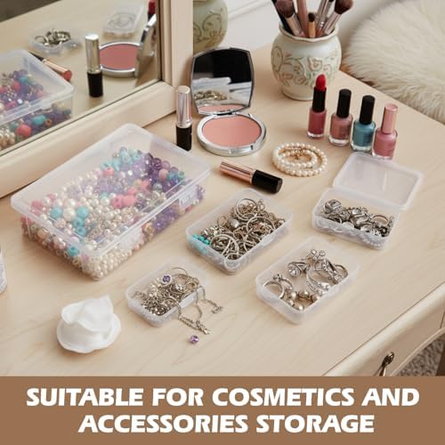 Jetec 6 Pieces Small Clear Plastic Storage Box, 4 Size