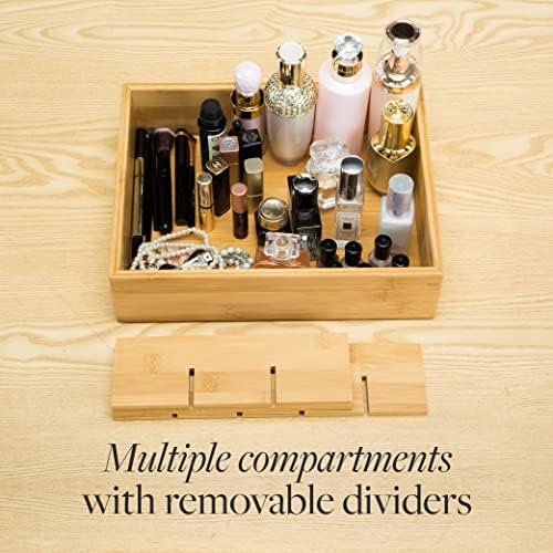 GOBAM Bamboo Closet Drawer Divider - Storage Organizer with 15 Compartments, Drawer Organizer, Storage Box for Belts, Ti