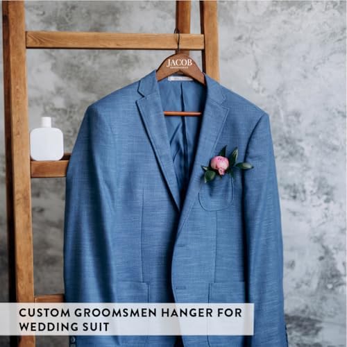 Andaz Press Custom Groomsmen Hanger for Wedding Suit, Personalized Wooden Suit Hangers for Groomsmen Gifts, Custom Name Premium Brown Dark Wood or Black Wood Clothes Hanger for Wedding Day, 1-Pack