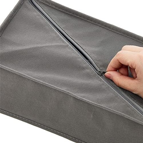 Amazon Basics Deep Drawer Organizer for Clothes, Collapsible Storage Boxes for Socks, Underwear and Baby Items, Set of 2, Gray
