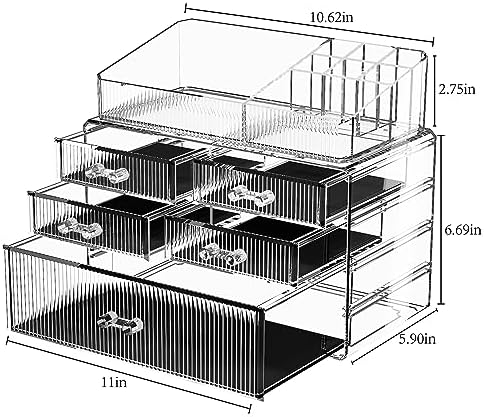 ZHIAI Stackable Organizer, Acrylic Cosmetic Organizer for Dresser, Vanity, Kitchen Cabinet, Bathroom, Under Sink, Home O