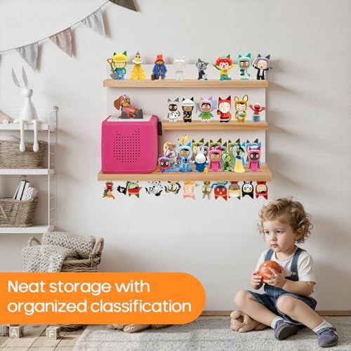 Gieanoo for Tonies Shelf 3 Tier Floating Shelf for 48 Characters,White