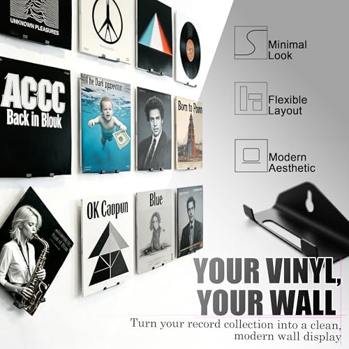 Vinyl Record Wall Mount Shelf, Custom Multi Angle Display, 6 Pcs