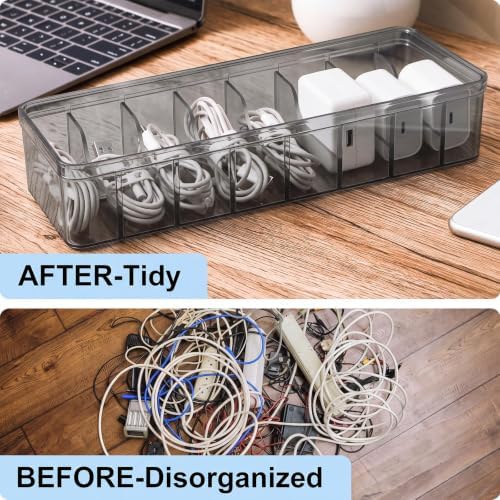 Tatuo Cord Organizer for Drawer Desktop, Gray, 1 Pack