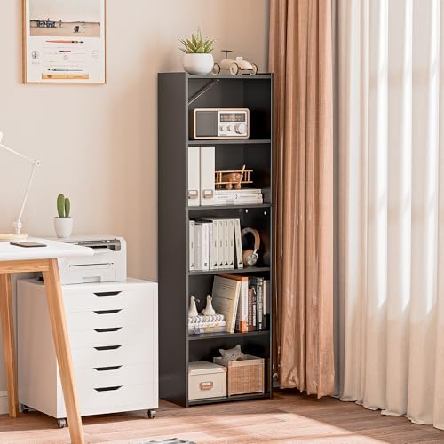 SUPER DEAL 5-Tier Bookcase and Bookshelf, Open Storage Shelves Narrow Tall Freestanding Cube Display Shelf for Bedroom H