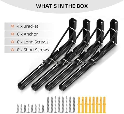 Folding Shelf Brackets 24 inch Foldable Shelf Bracket Heavy Duty Collapsible Shelf Brackets DIY Wall Mounted Fold Down T