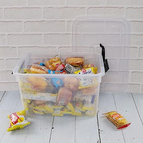 5 Liter Clear Storage Box, 4-Pack Plastic Latching Box with Lid