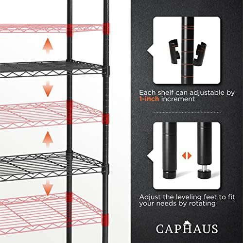 CAPHAUS 4-Tier Adjustable Height Wire Shelving Unit, Wire Rack Shelving, Metal Steel Storage Shelves, Garage Shelving St