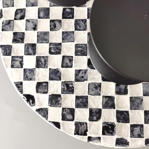 12-Inch Mother of Pearl Lazy Susan for Table Top, Black & White