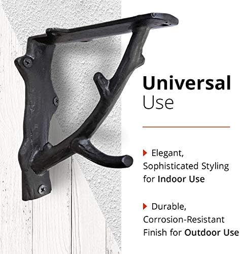 NACH Decorative Shelf Brackets, 4 Pack of 5.5 x 1.8 x 5.5 inch, Black Cast Iron Rustic Wall Mount Brackets - Metal Shelf