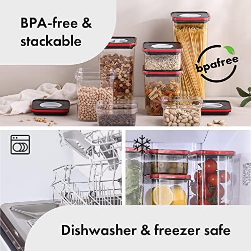 Neoflam Smart Seal Patent Airtight Kitchen Pantry Canister/Organizer Clear Plastic Container with Simple Twist Lids, Leak Proof, Dishwasher Safe, BPA Free, Cereal, Flour, Dry Food Storage 4 Piece Set