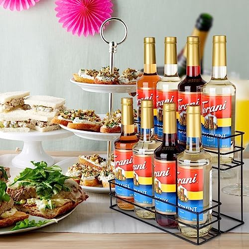 kimilus 8 Bottle Capacity Coffee Syrup Organizer 2 Tier Coffee Syrup Stand Shelf for Coffee Bar Kitchen Small Wine Rack 