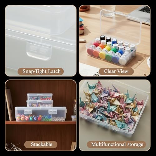 SATINIOR Small Clear Plastic Container Box, Multiple Sizes