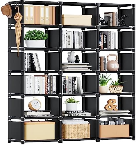 Mavivegue Bookcase, 18-Cube Extra Large Book Shelf, DIY Cube Storage Organizer for Bedroom, Living Room, Home Office - B