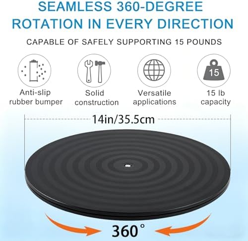 HSTECH 14 Inch Heavy Duty Rotating Swivel Stand - Lazy Susan with Steel Ball Bearings for Model Base/Rotating Plants/Cra