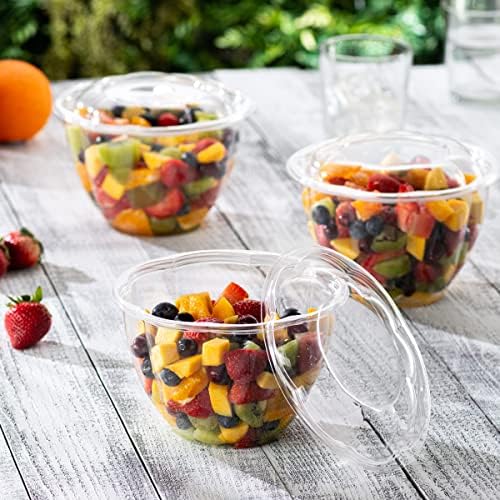 GUSTO [48 oz. - 50 Count Clear Plastic Salad Bowls with Lids, Disposable Salad Containers for Lunch - Perfect for Takeout, Salads, and Meal Prep (Formerly Comfy Package)