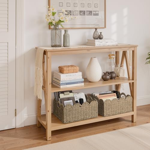 StorageWorks Wicker Baskets, Scalloped Baskets for Organizing, Seagrass