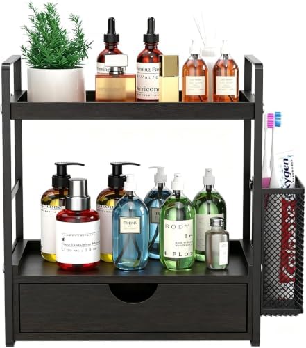 LEMIKKLE Bathroom Counter Organizer with Basket, Bathroom Organizers and Storage,Skincare Organizers for Vanity,Storage 