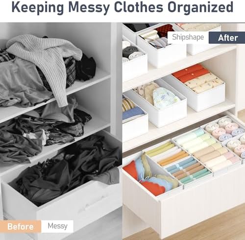 DIMJ Drawer Organizer Clothes Storage - 18 Pack Baby Dresser Organizer for Nursery, Foldable Drawer Dividers for Bedroom